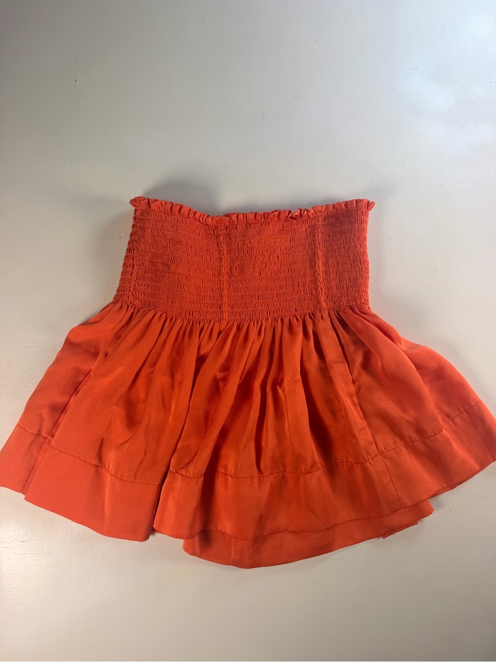Koch Smocked Shorts Women Small Orange Y2K High Waist Ruffle Flowy Erica Shorts
